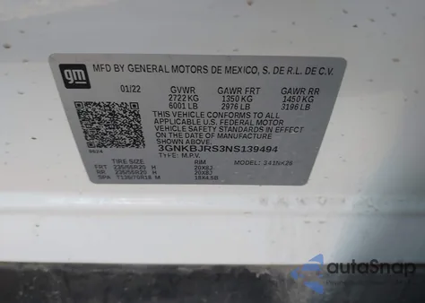 2022 Chevrolet Blazer Awd 3Lt z USA, uszkodzony, nr VIN 3GNKBJRS3NS139494